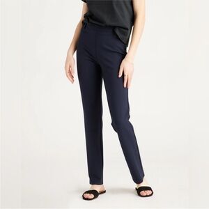 Quince Ultra-Stretch Ponte Straight Leg Pants Navy Medium Petite Career Pant